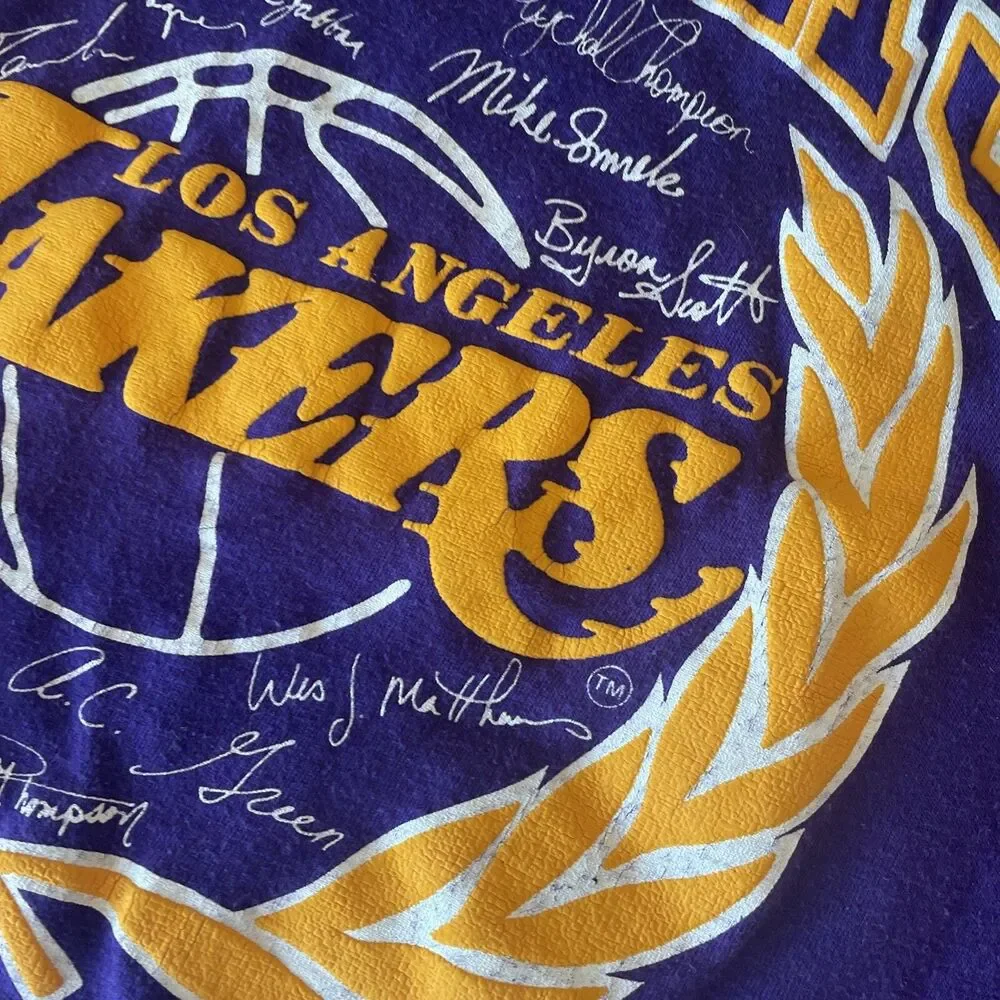 Vintage Los Angeles Lakers 88 World Champions Single Stitch T Shirt; Men’s Sz S